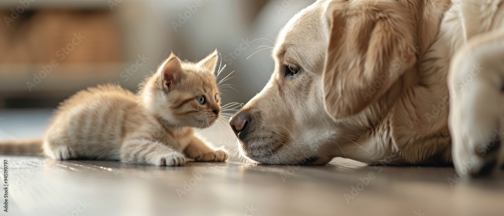 Adorable Puppy and Kitten Playing Joyfully - Best Friends Forever Adorable Puppy and Kitten Playing Joyfully - Best Friends Forever