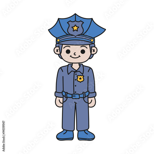 Cute Police Officer Doodle - Police Man