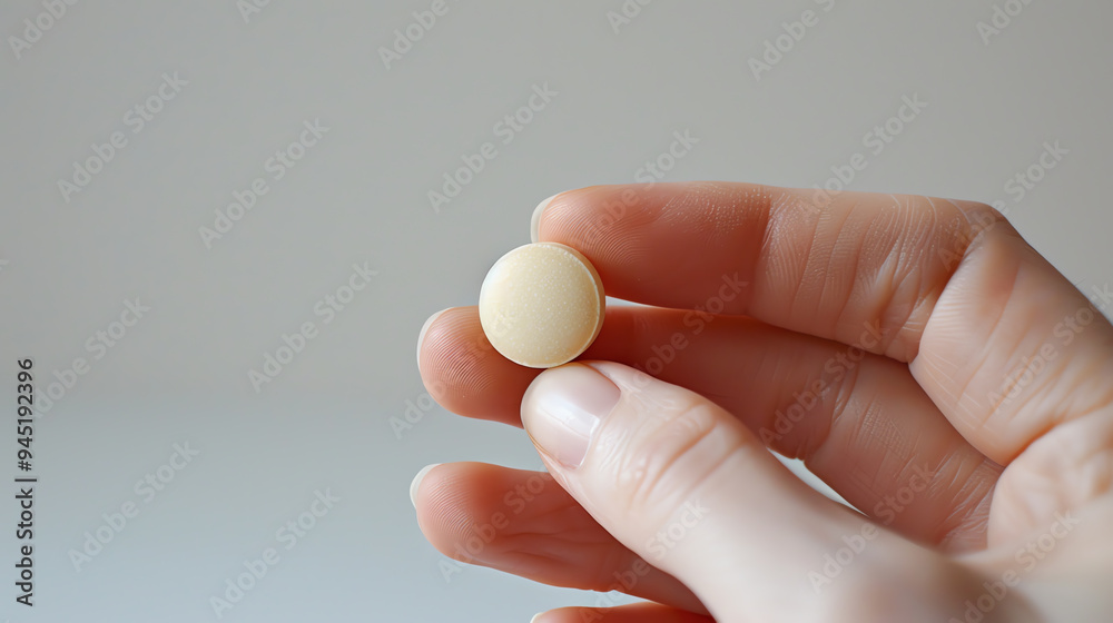 A hand holding a drug on a gray background A hand holding a drug on a gray background