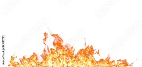 Translucent orange fire flames and sparks on transparent background. For used on light illustrations. photo