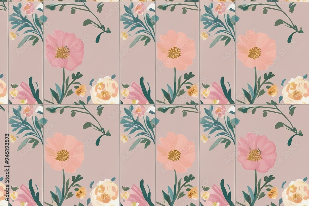 Soft Pastel Floral Tile Design for Home Decor and Interior Aesthetics Soft Pastel Floral Tile Design for Home Decor and Interior Aesthetics