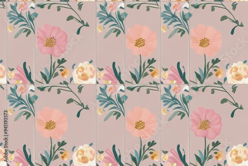 Soft Pastel Floral Tile Design for Home Decor and Interior Aesthetics