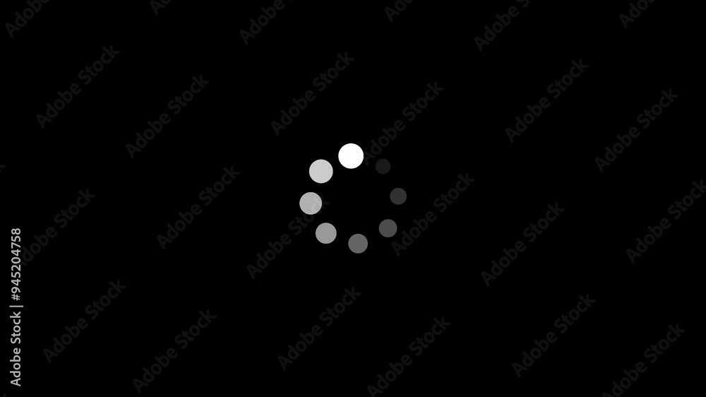 Loading animation on black and white background suitable for tech presentations, website design, and digital media projects. Modern loading animation. Circular loading indicator
