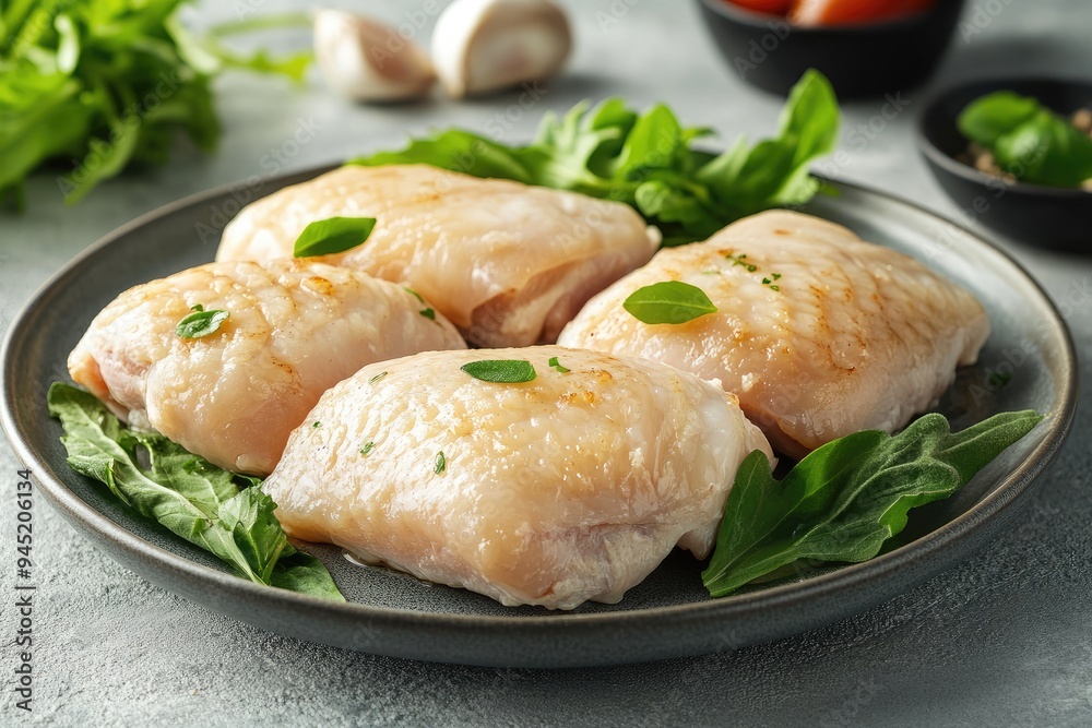 Grilled chicken breasts on a plate. Perfect for recipes and articles about healthy meals. Grilled chicken breasts on a plate. Perfect for recipes and articles about healthy meals.