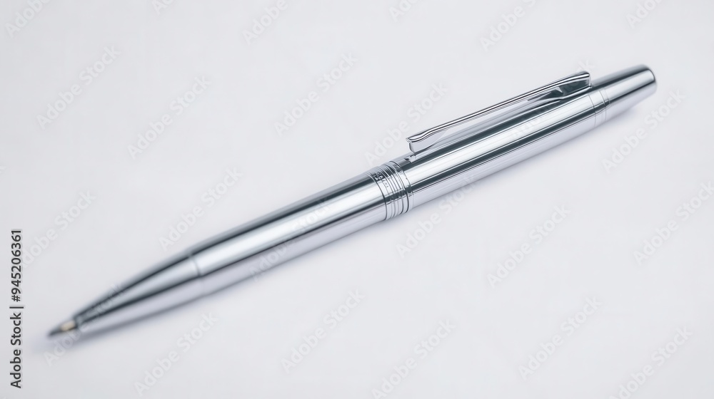 A chrome effect pen with a sleek design and glossy surface, chrome effect, pen, sleek A chrome effect pen with a sleek design and glossy surface, chrome effect, pen, sleek