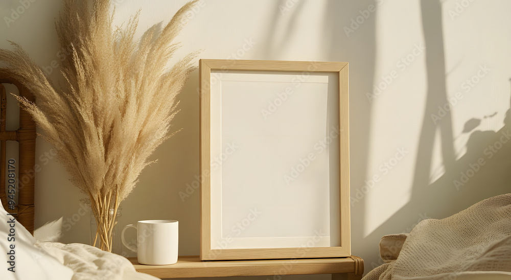 3D Rendering of a White Wooden Picture Frame Mockup on a Minimalistic Gray Background, Perfect for Showcasing Artwork, Photographs, or Design Concepts in a Clean and Modern Setting, Ideal for Product 3D Rendering of a White Wooden Picture Frame Mockup on a Minimalistic Gray Background, Perfect for Showcasing Artwork, Photographs, or Design Concepts in a Clean and Modern Setting, Ideal for Product