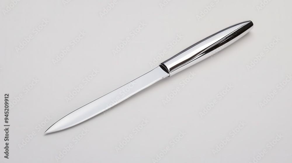 A chrome effect letter opener with a sleek design and polished blade, chrome effect, letter opener, sleek A chrome effect letter opener with a sleek design and polished blade, chrome effect, letter opener, sleek
