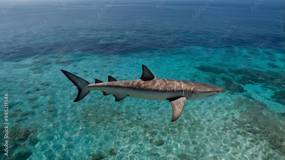 Fototapeta premium Hammerhead Shark Aerial Ocean View