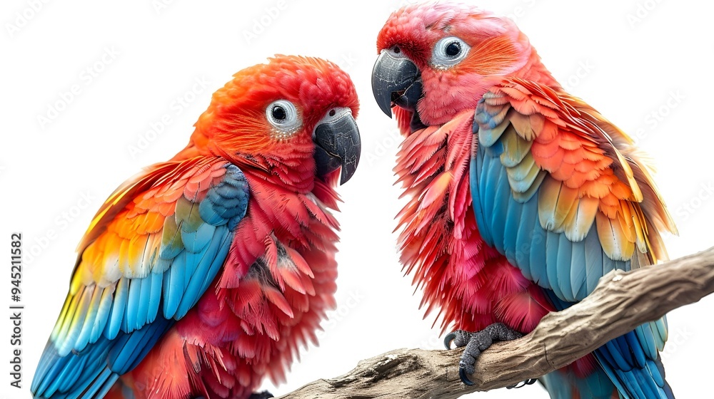 two colorful birds on a branch. two colorful birds on a branch.