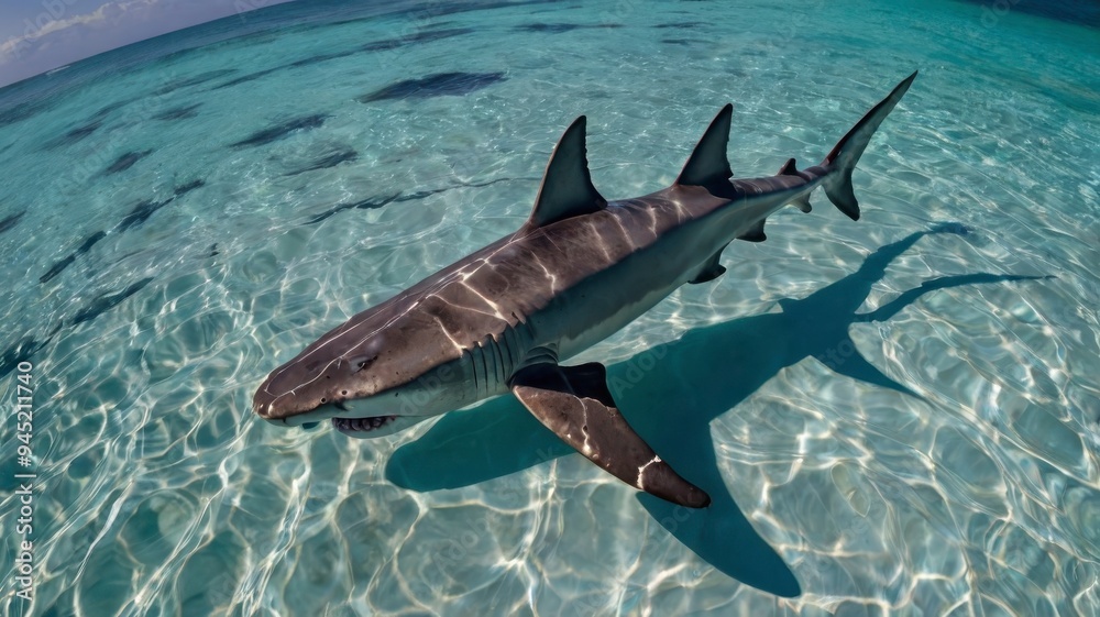 Fototapeta premium Hammerhead Shark Drone Shot Ocean
