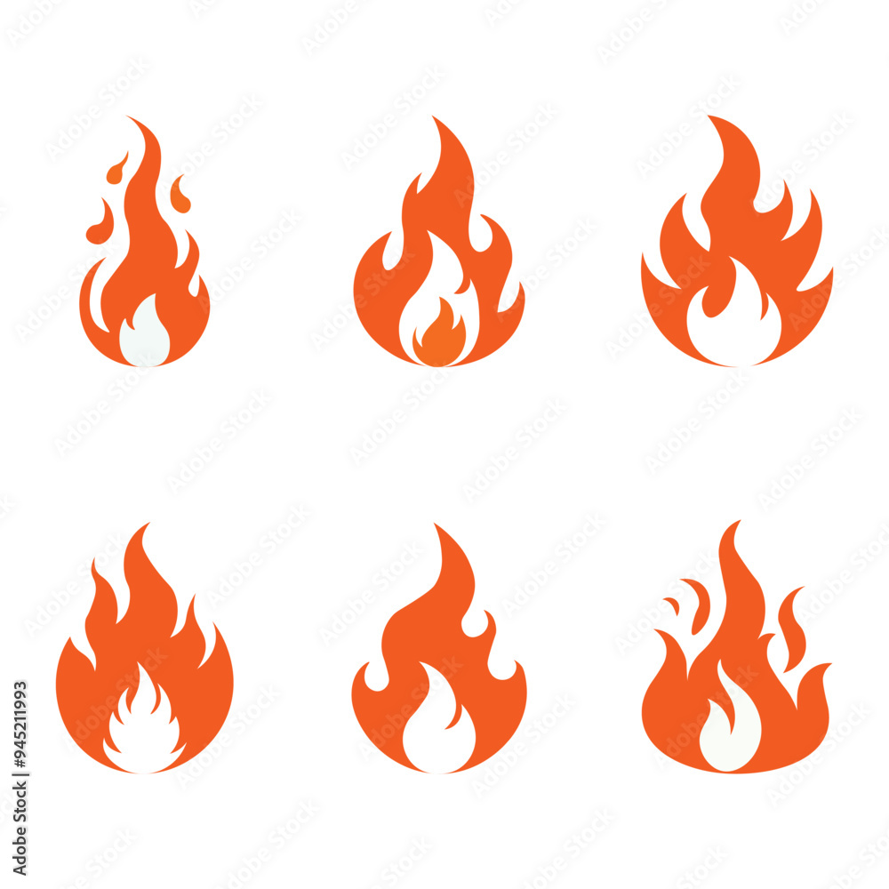 Fire icons set. Fire symbol set. Vector illustration.