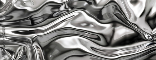 Metal chrome liquid background, abstract textured melted silver