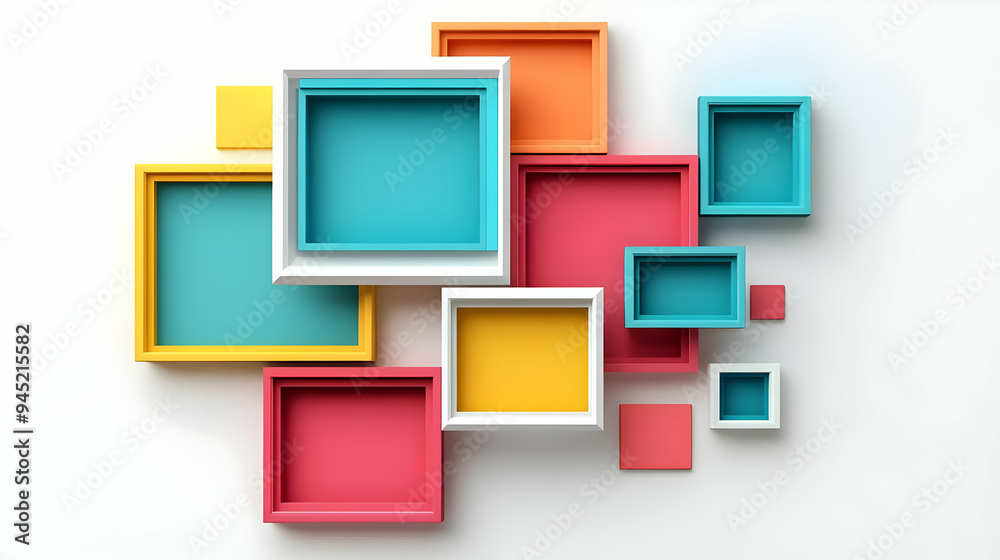 Colorful Geometric Frames on White Background Colorful Geometric Frames on White Background