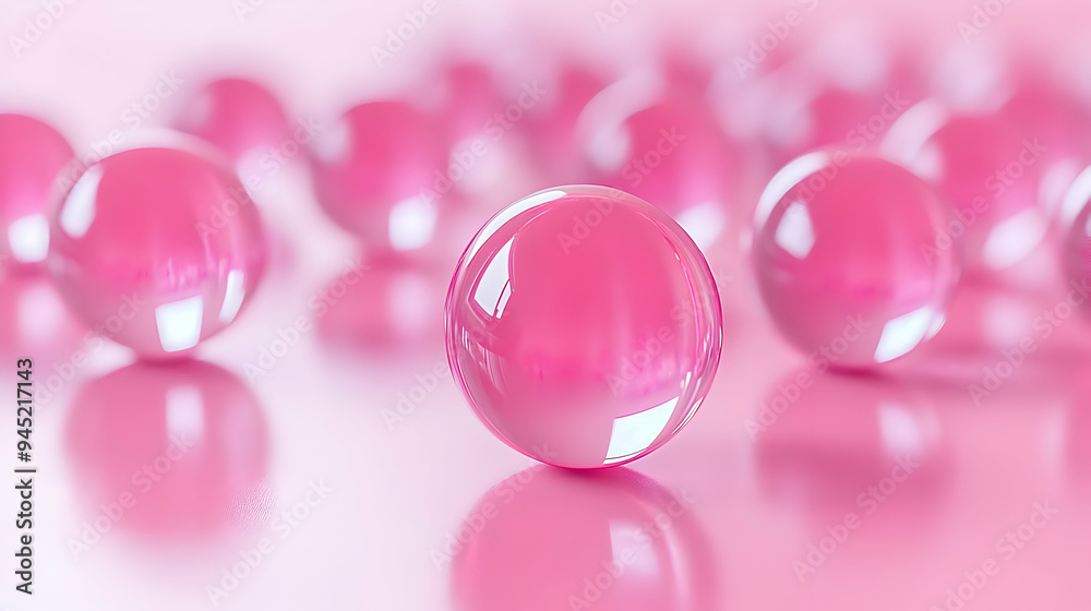 Pink Glass Spheres on Pink Background
