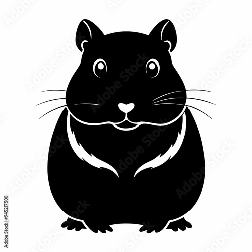 Cute Hamster Silhouette Vector on White Background