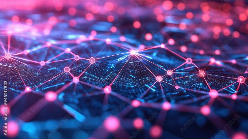 Obraz premium A futuristic image of a communication grid, with interconnected lines and points.