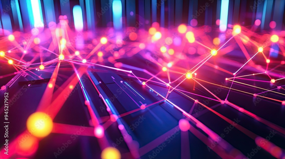 A futuristic image of a communication grid, with interconnected lines and points. A futuristic image of a communication grid, with interconnected lines and points.
