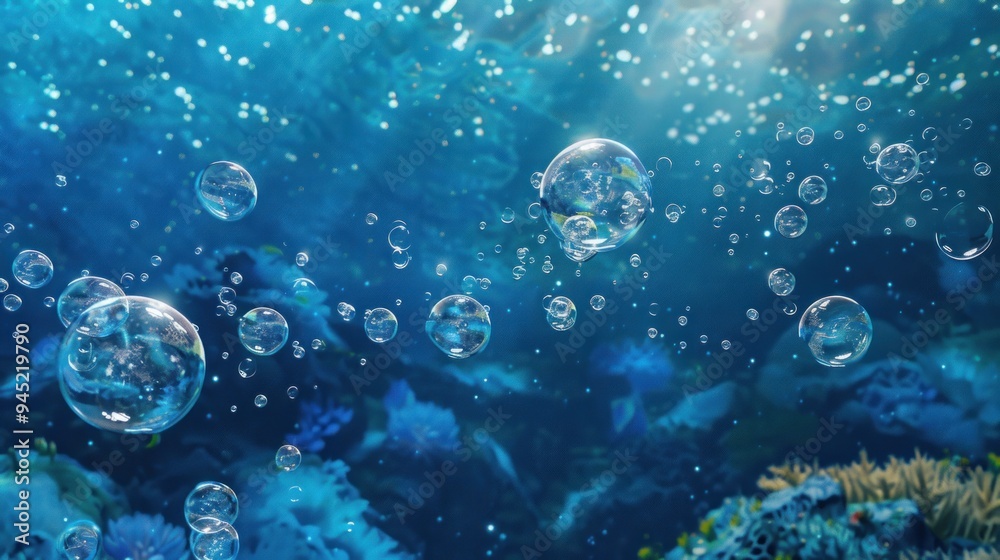 Abstract Blue Bubbles Underwater Background. Abstract Blue Bubbles Underwater Background.