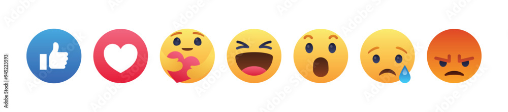 New high resolution Facebook reactions . thumb up, like, heart, love, wow, care, haha ,angry, sad emojis icon. vector collection New high resolution Facebook reactions . thumb up, like, heart, love, wow, care, haha ,angry, sad emojis icon. vector collection