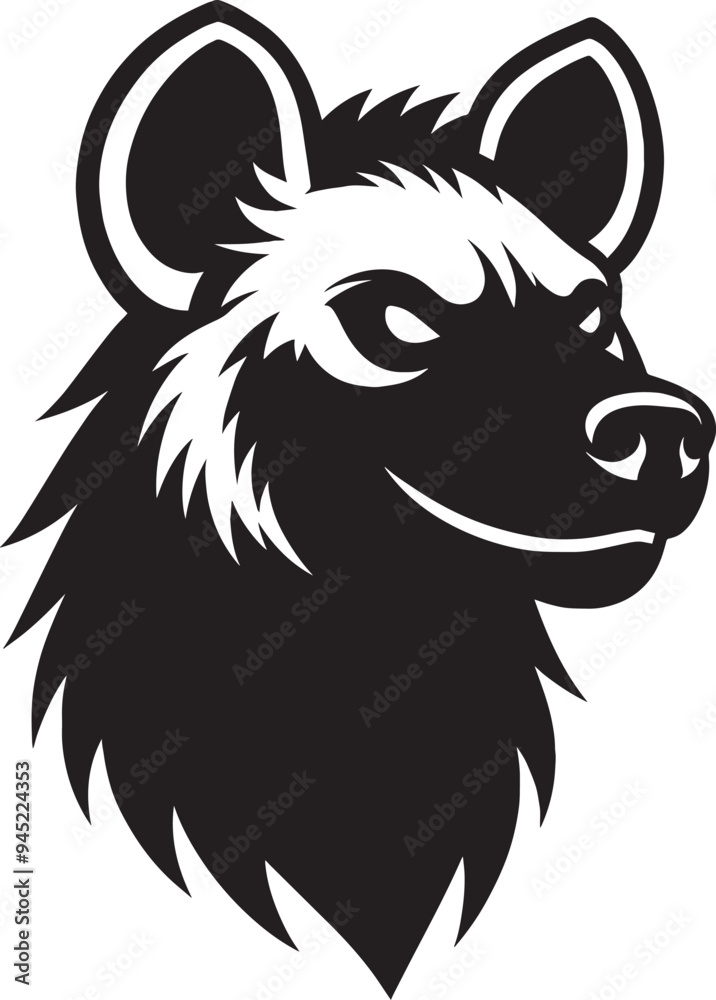 Hyena Head Mascot Silhouette isolated on white background Hyena Head Mascot Silhouette isolated on white background