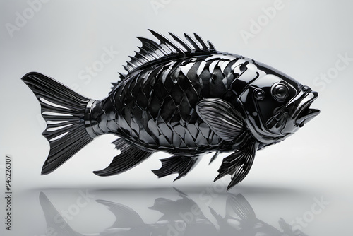 Obsidian fish figurine. Dig...
