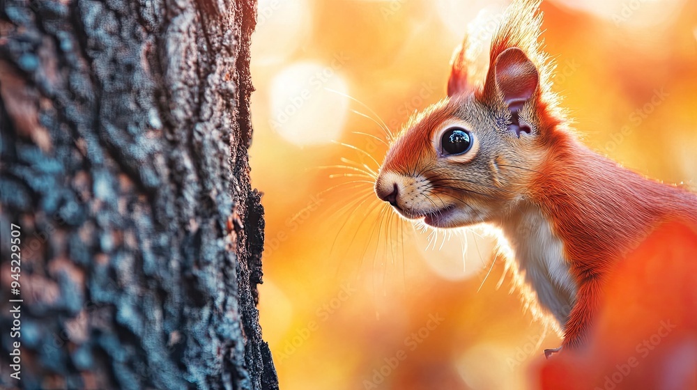 A Curious Squirrel in a Warm Autumnal Setting A Curious Squirrel in a Warm Autumnal Setting