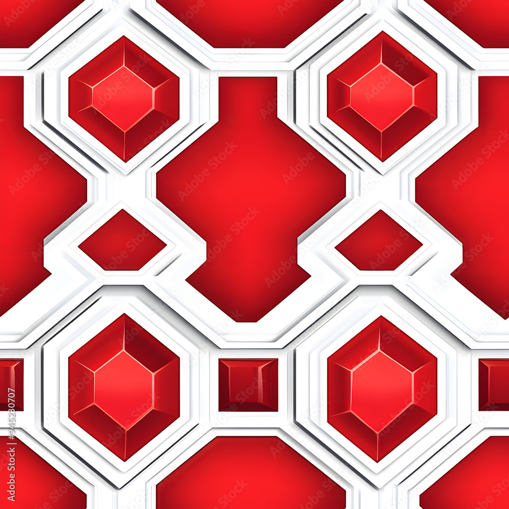 Red geometric seamless pattern design 