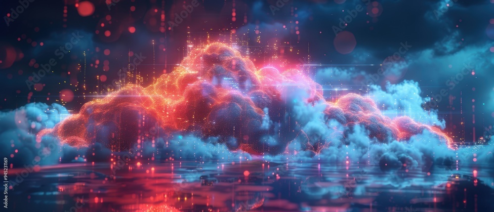 Futuristic Holographic Cloud Infrastructure Visualization in Futuristic Holographic Cloud Infrastructure Visualization in