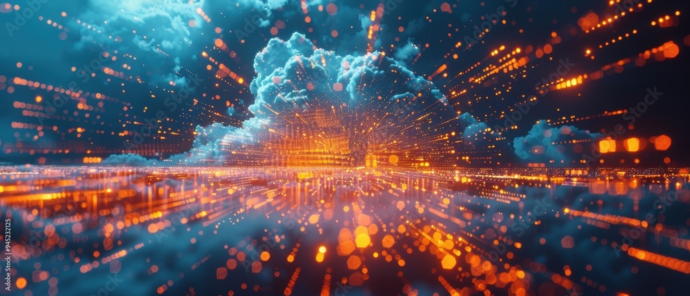 Futuristic Cloud Network Hologram in Quality Futuristic Cloud Network Hologram in Quality