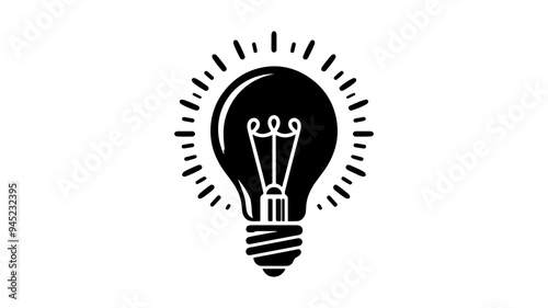 Lightbulb silhouette vector illustration.