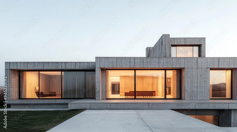 A minimalist brutalist home with an exposed concrete exterior and large, open spaces inside, Neo Brutalism, home, minimalism A minimalist brutalist home with an exposed concrete exterior and large, open spaces inside, Neo Brutalism, home, minimalism