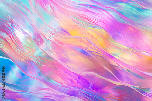 Abstract colorful holographic background in rainbow colors. Colourful wallpaper template in pink, blue and yellow colours. 