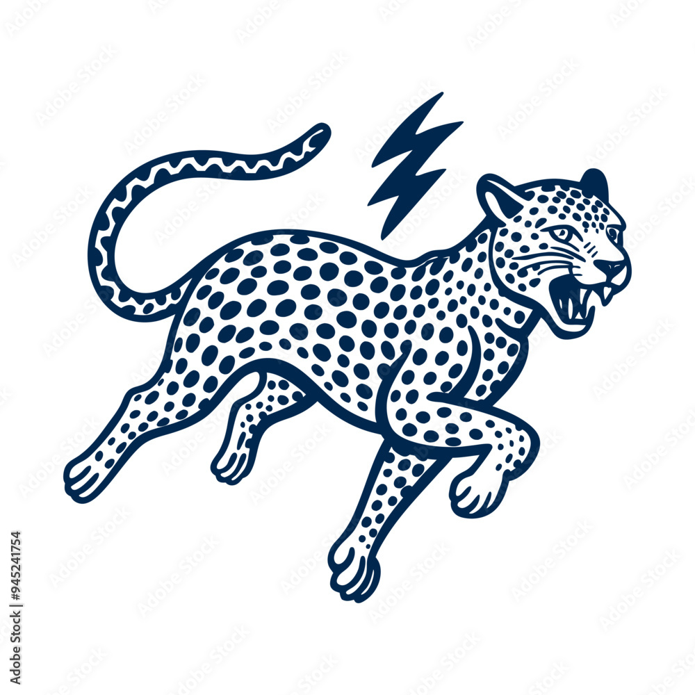 Angry Leopard Lino-cut Vector Illustration Angry Leopard Lino-cut Vector Illustration