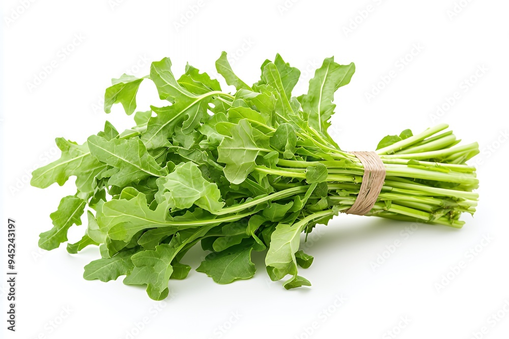 A fresh bunch of arugula, ideal for salads and culinary dishes. A fresh bunch of arugula, ideal for salads and culinary dishes.