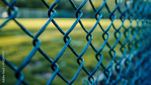 Blue Chain Link Fence Close-Up photo