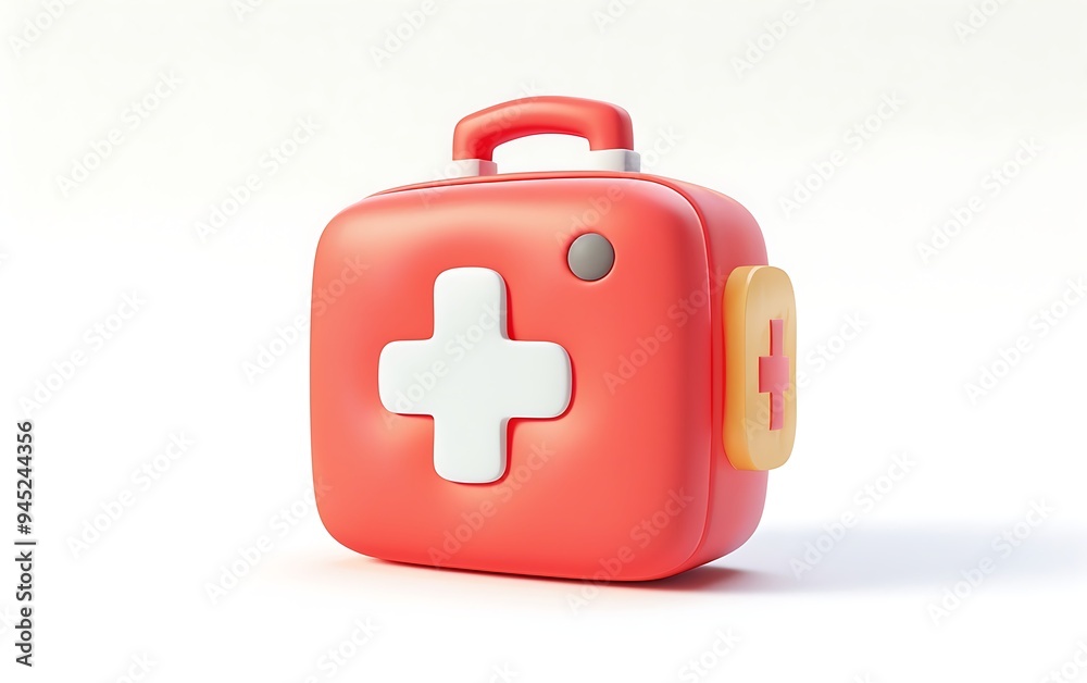 First aid kit isolated on white background. 3d render illustration. First aid kit isolated on white background. 3d render illustration.