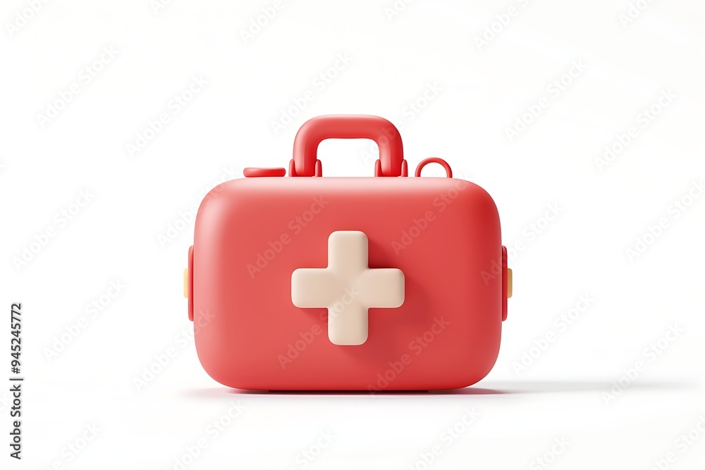 First aid kit isolated on white background. 3d render illustration. First aid kit isolated on white background. 3d render illustration.
