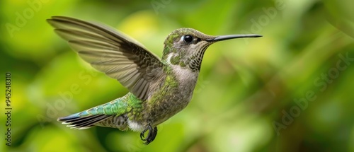 Intimate Close-up of a Vibrant Hummingbird Feeding Nectar from a Flower