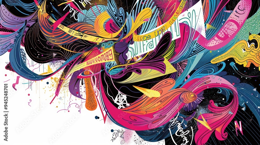 Fototapeta premium Abstract Colorful Swirls with Black Background.