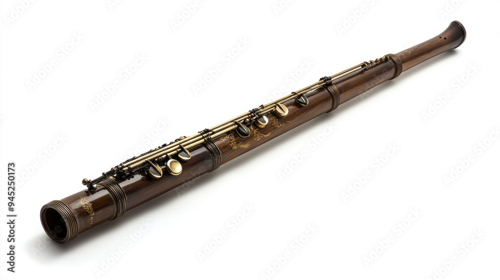 Naklejka premium Silver flute isolated on a white background, a woodwind instrument commonly used in classical music and jazz