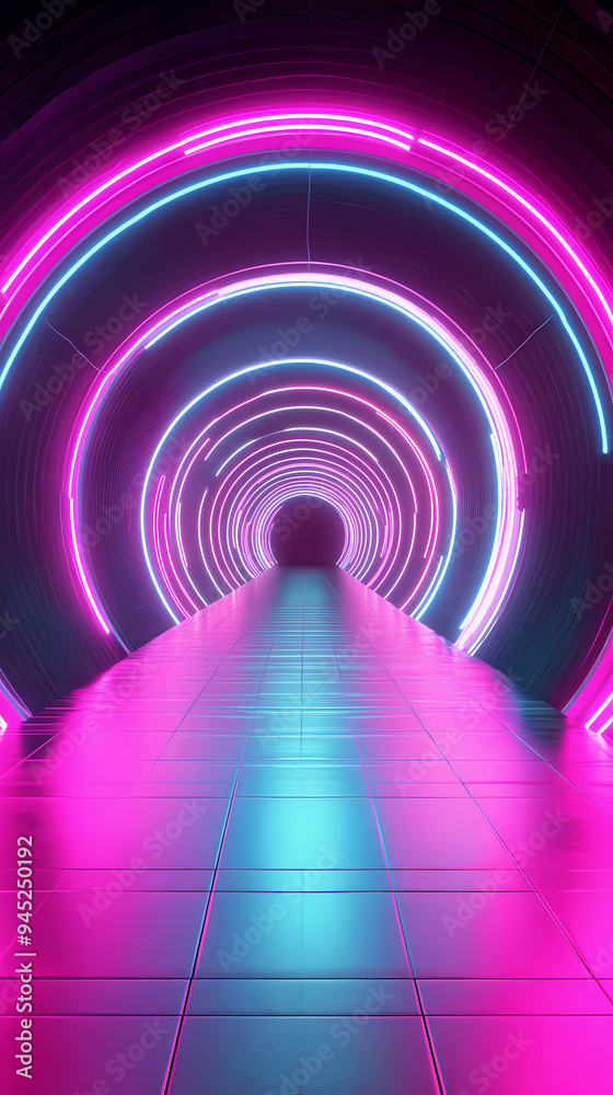 Corridor under purple neon lights Corridor under purple neon lights