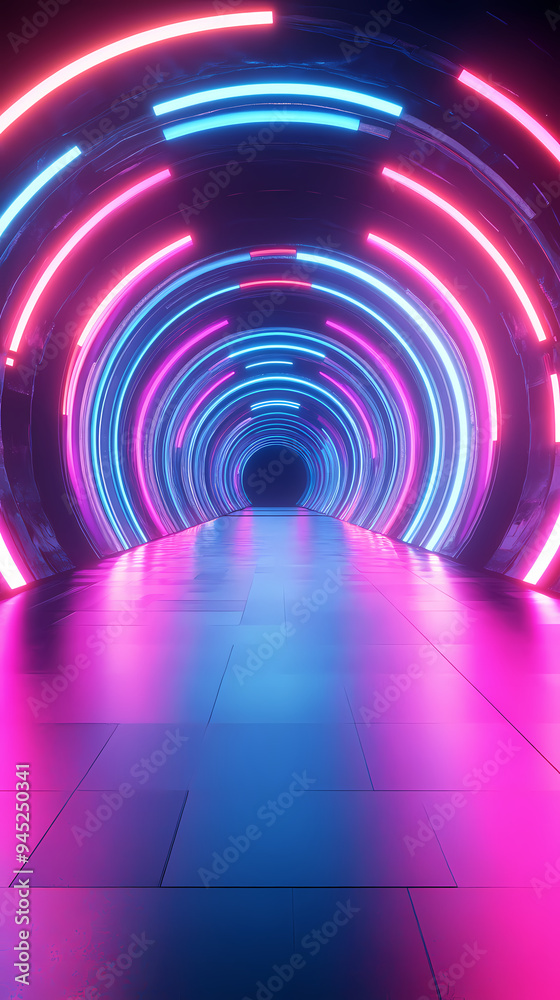 Corridor under purple neon lights Corridor under purple neon lights