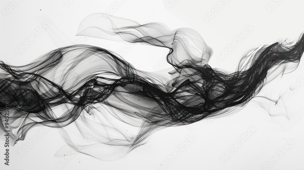 Abstract black lines flowing on white background. Abstract black lines flowing on white background.