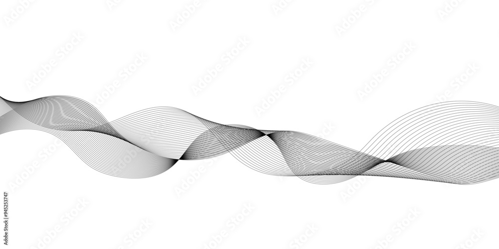 Fototapeta premium Technology and business wave lines on transparent background. Frequency sound wave, twisted curve lines with blend effect.