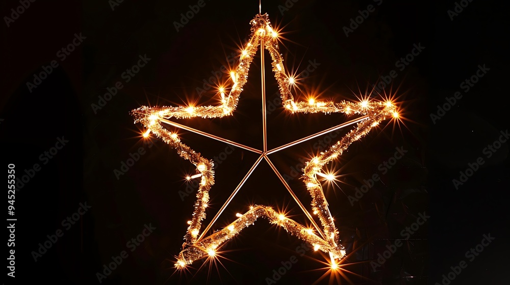 Golden Star Lights on Dark Background Golden Star Lights on Dark Background