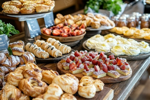 Delicious Assorted Pastries and Baked Goods Display for Bakery Marketing