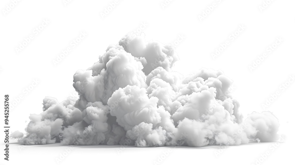 Isolated Puffy Cumulus Cloud Against White Background Isolated Puffy Cumulus Cloud Against White Background