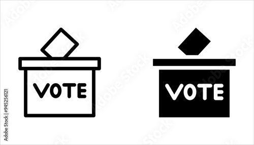 Ballot box simple icon set, Outline ballot vector icon for web design isolated on white background