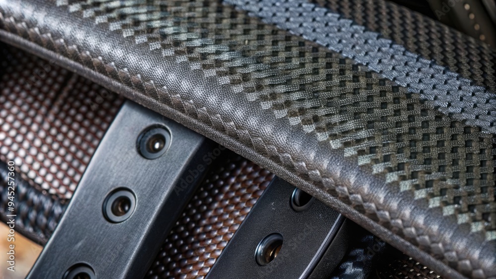 Close-up of carbon fiber material in a woven pattern. Close-up of carbon fiber material in a woven pattern.