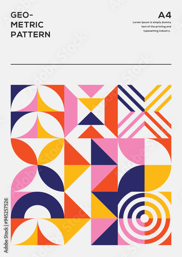 Vibrant Geometric Patterns A Modern Take on Abstract Shapes and Mosaic Art